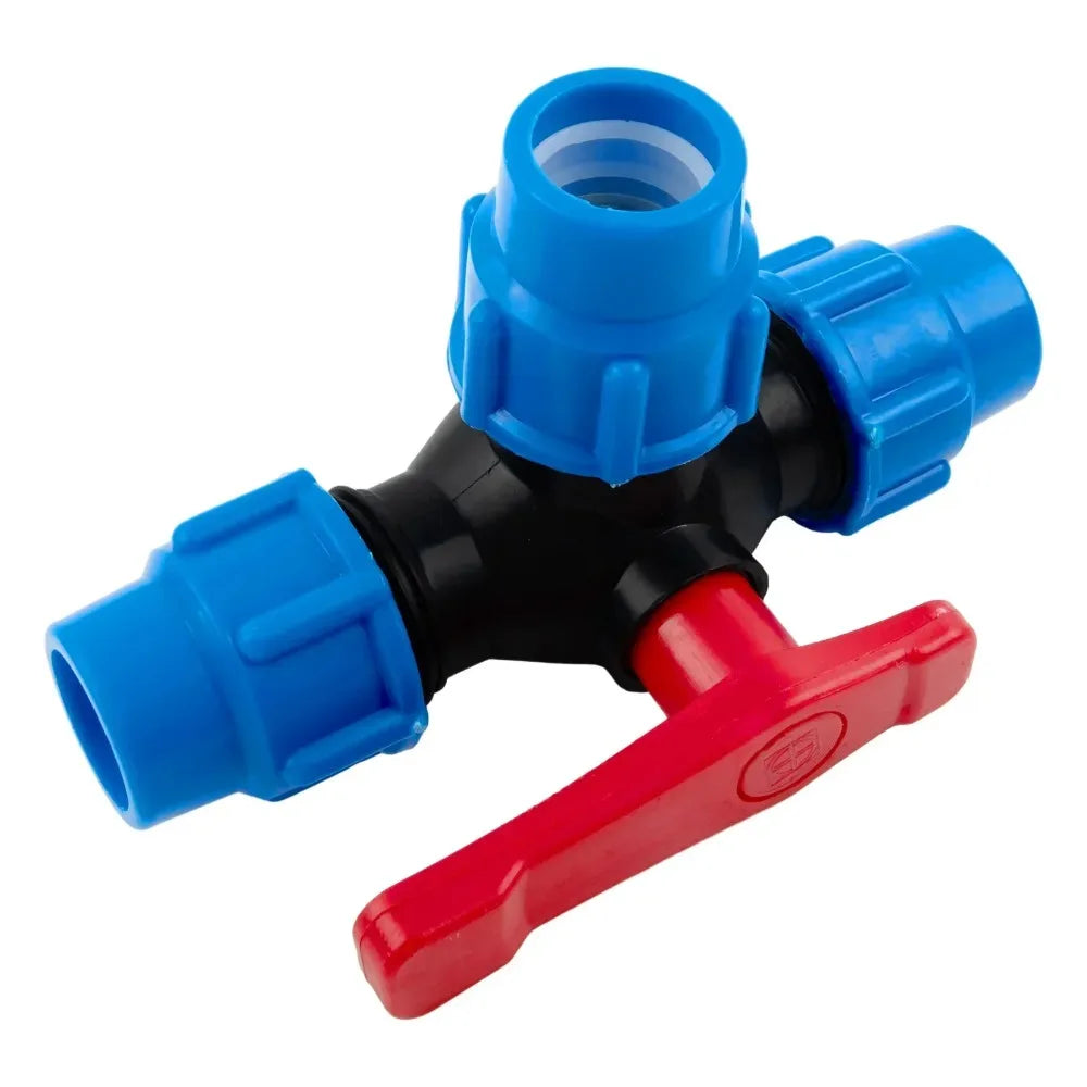 PE Pipe 3-Way Ball Valve 20–50mm | Plastic Quick Connect