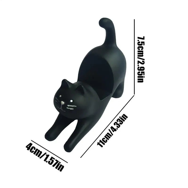 Cute Cat Phone Holder Animal Desk Resin Stand Stretching Figurine