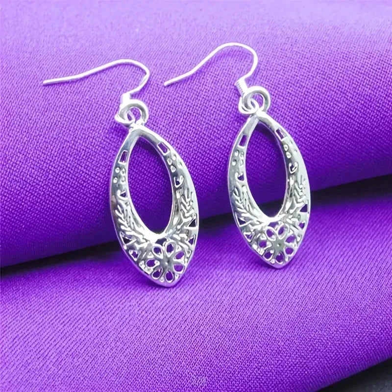Huitan Hollow Flower Dangle Earrings – Elegant Women's Jewelry