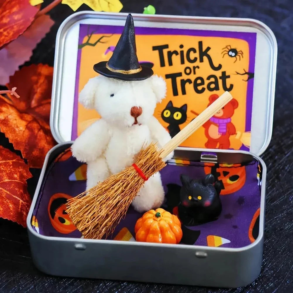 Halloween Witch Teddy Bear in a Box – Spooky Keepsake Gift