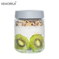 Airtight Glass Food Storage Jar – Leakproof Striped Canister