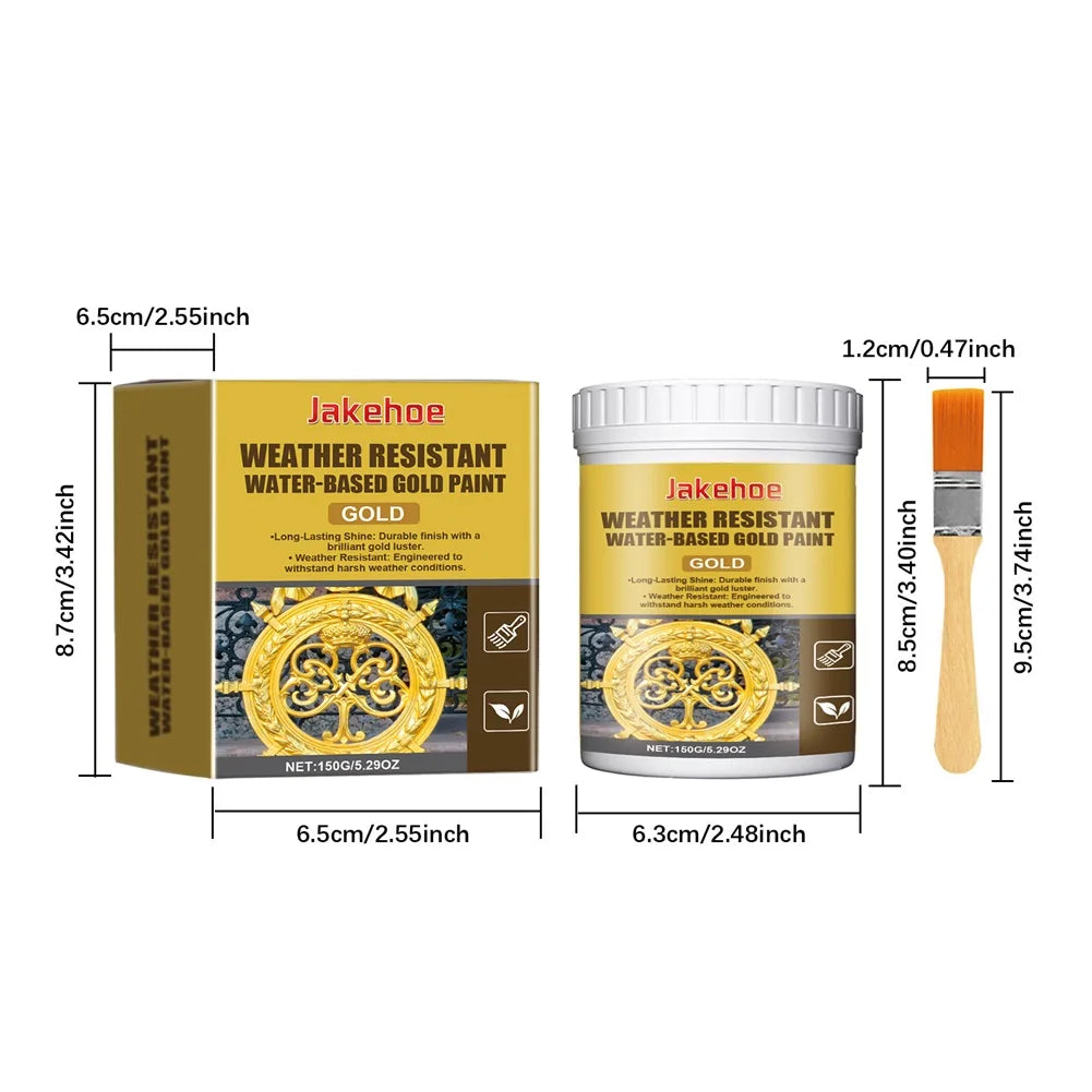 Water-Based Metallic Gold Paint | Outdoor Anti-Corrosion Finish