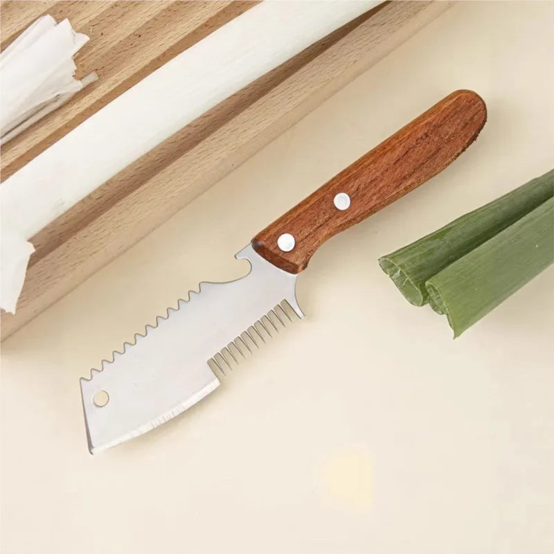 Stainless Steel Scallion Slicer Knife with Wooden Handle