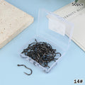 50-Pack Crank Fishing Hooks – High Carbon Steel, Sizes 5#–14#
