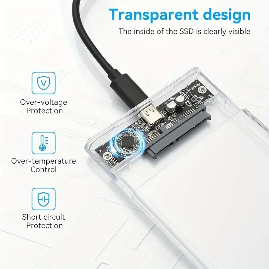 Ultra-fast USB C SATA Hard Drive Enclosure 5Gbps UASP Compatible 2