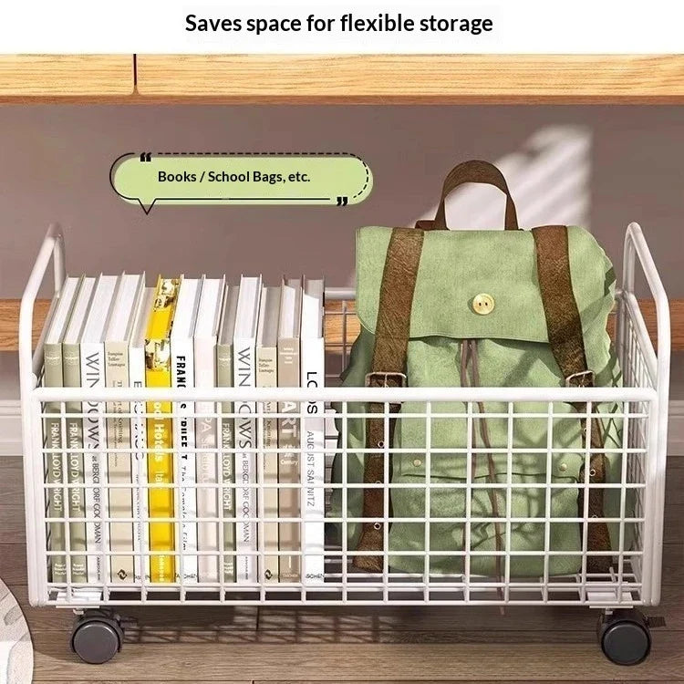 Under Desk Book Organizer – Portable 360° Rotating Storage Box