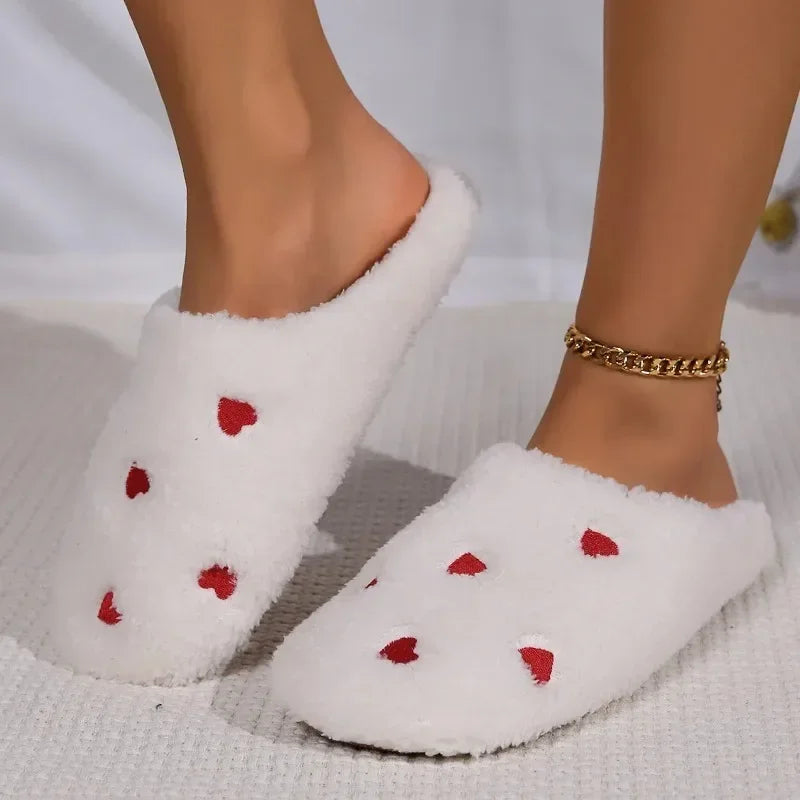 Women's Heart-Shaped Indoor Slippers – Soft Silent Winter Shoes