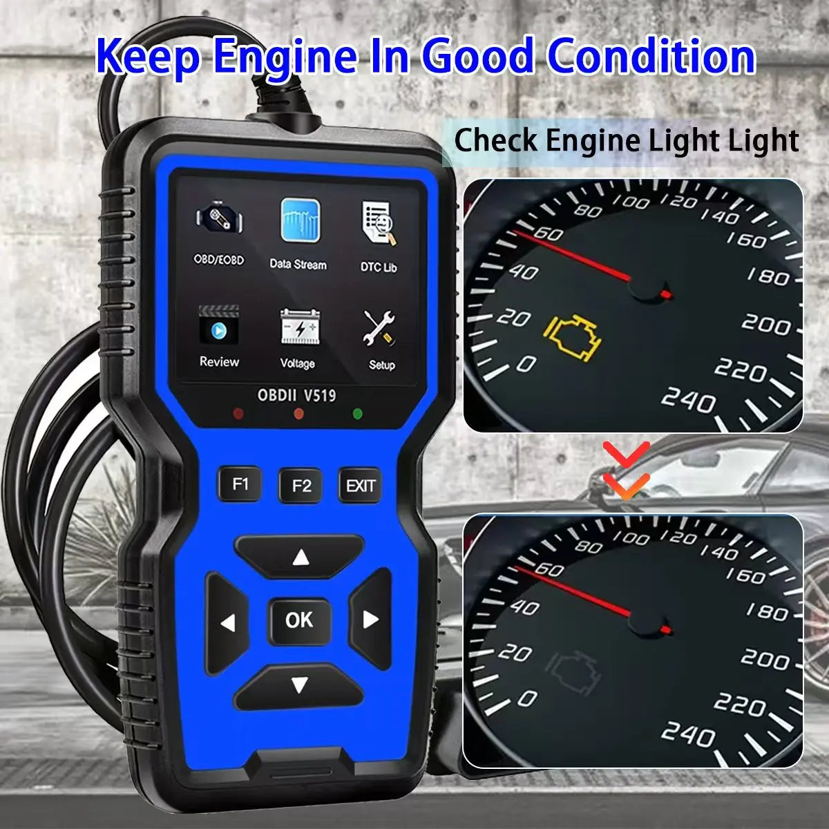 V519 OBD2 Scanner – USB Car Diagnostic Tool, Reads/Clears Codes