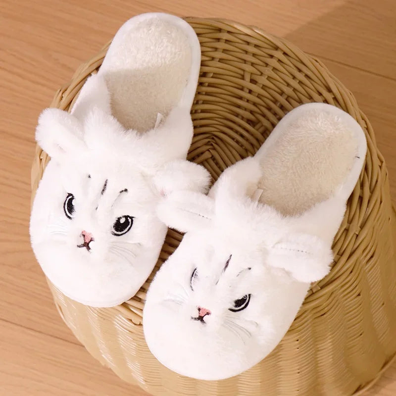 Cute Cat Cotton Slippers – Warm Anti-Slip Indoor Home Shoes