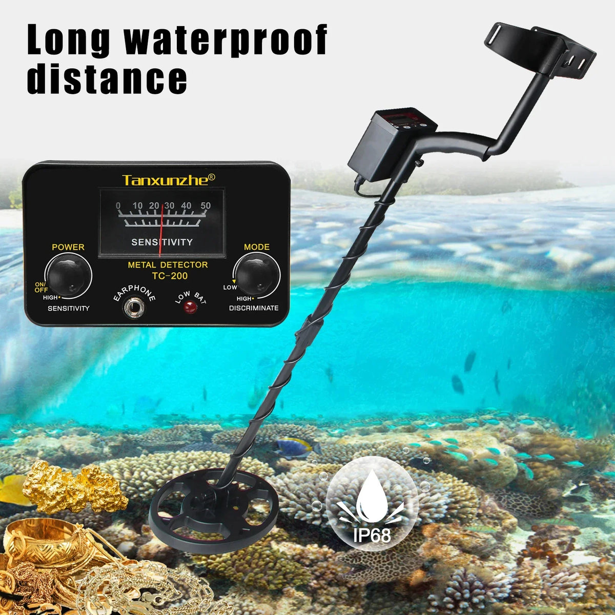TC-200 Upgrade Metal Detector Underground Wire Iron Gold Adjustable