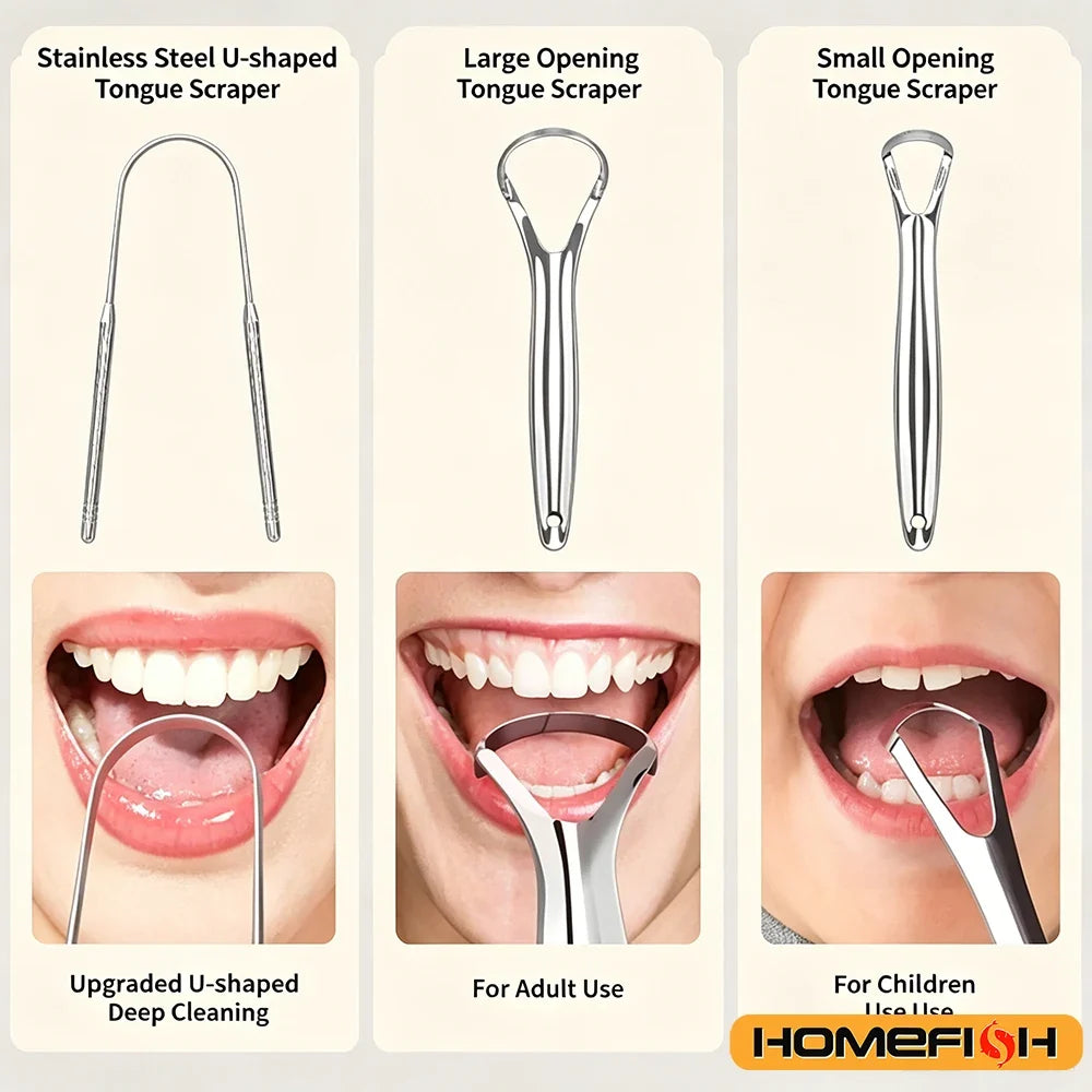 Stainless Steel Tongue Cleaners Gum Scraper Adults Boys Girls Care