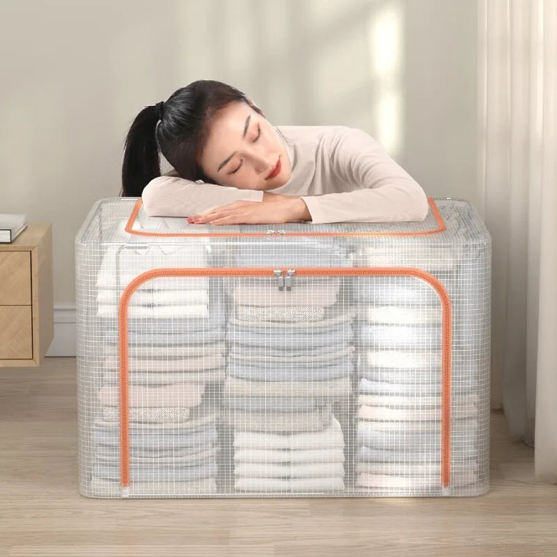 Large Transparent Clothes Storage Box | Wardrobe Organizer