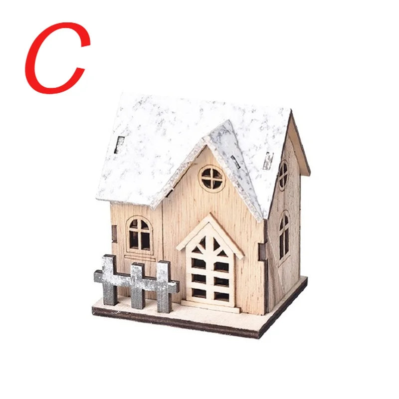 Christmas LED Wooden House Ornament – Festive Xmas Cabin Decor