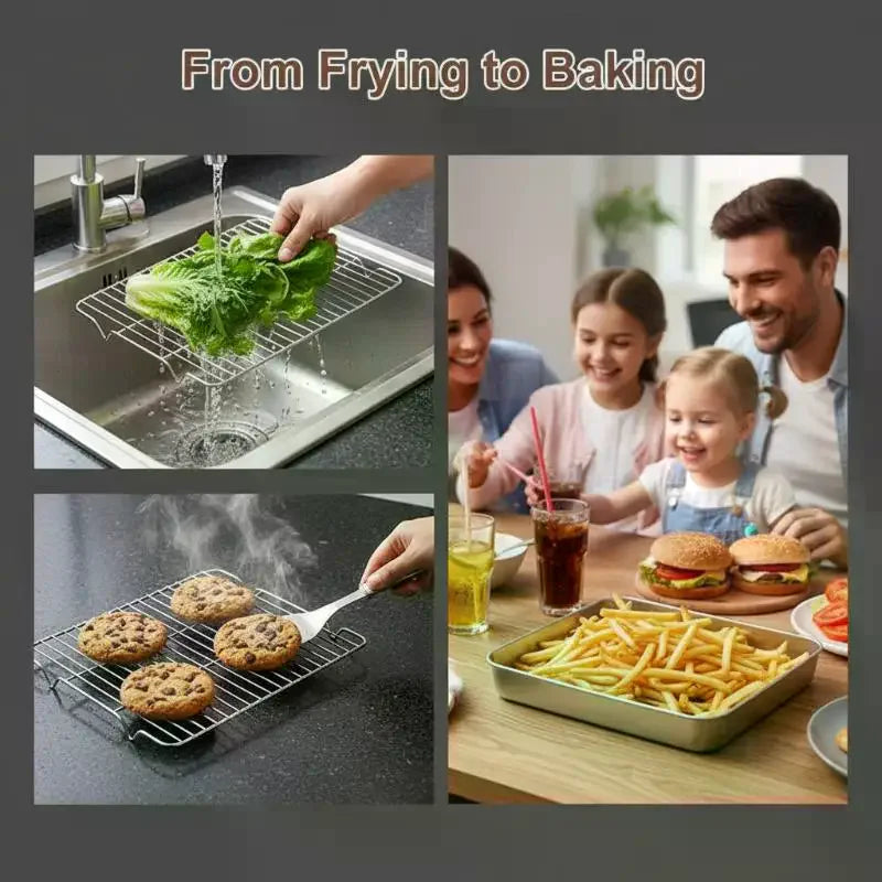Stainless Steel Baking Tray Set with Removable Cooling Rack