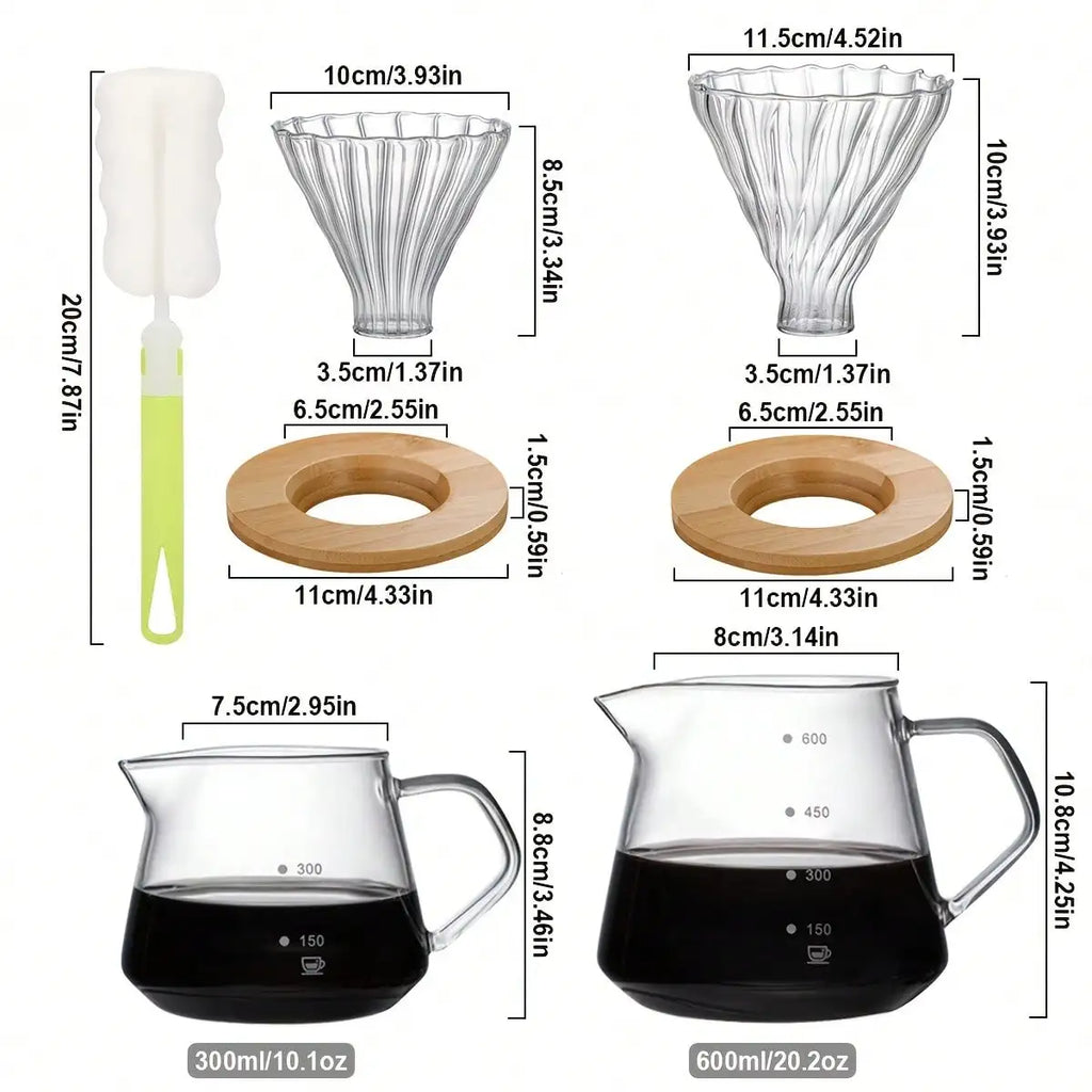 Pour Over Coffee Maker Set – Borosilicate Glass Dripper & Carafe