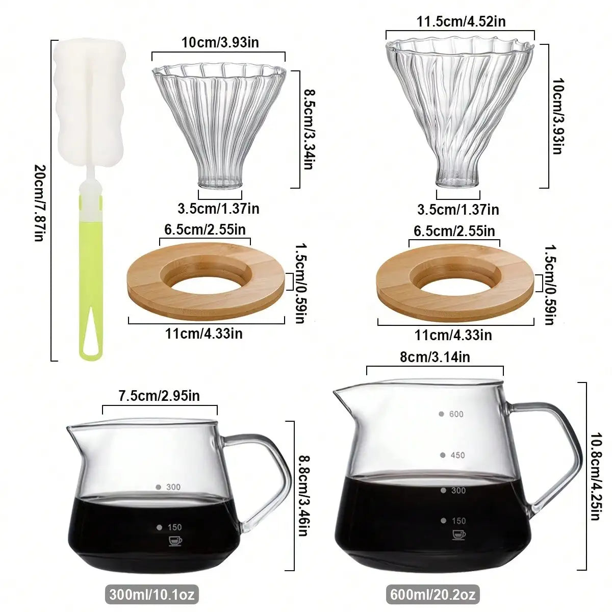 Pour Over Coffee Maker Set – Borosilicate Glass Dripper & Carafe