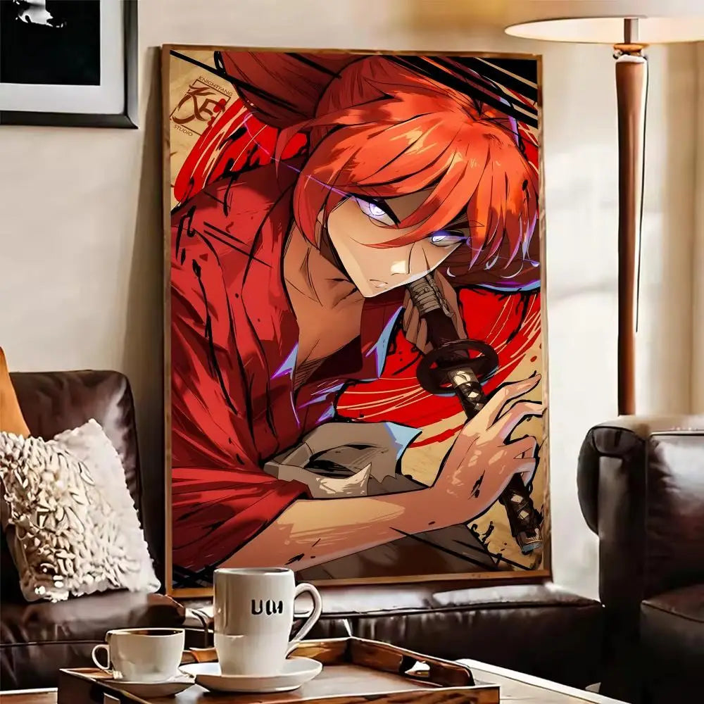 Rurouni Kenshin Anime Poster Self-Adhesive Wall Art Sticker