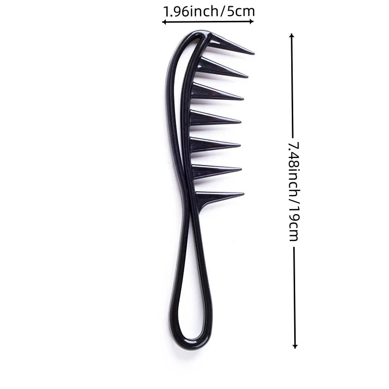 Wide-Tooth Scalp Massage Comb – Men's Black Plastic Hair Comb