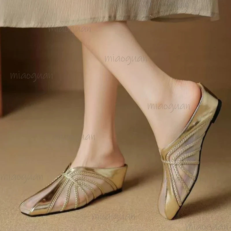 Women's Mesh Wedge Mule Slippers – Breathable Summer Shoes