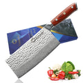 Sunnecko 7" Damascus Steel Cleaver Knife | Pakkawood Handle