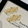 Gold Flower French Press-On Nails | Long Coffin False Nail Set