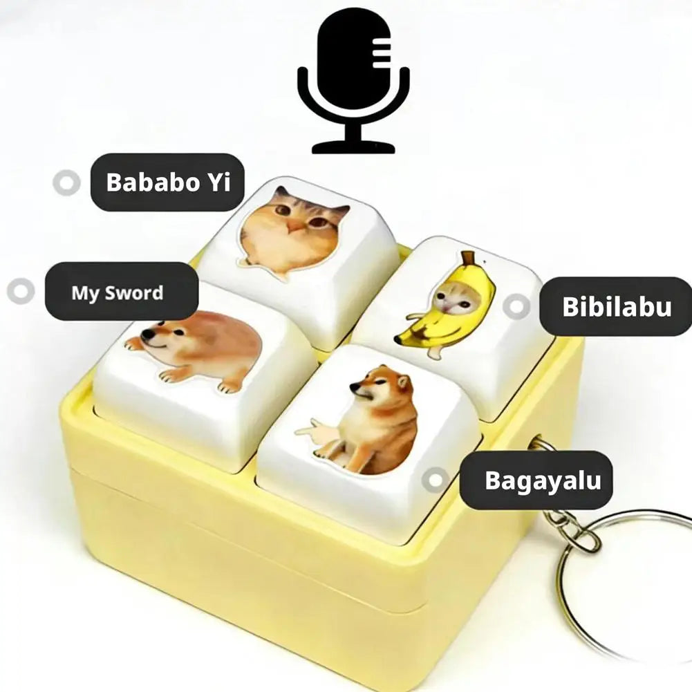 4-Key Keyboard Fidget Clicker Keychain | Shiba Inu Sound Toy