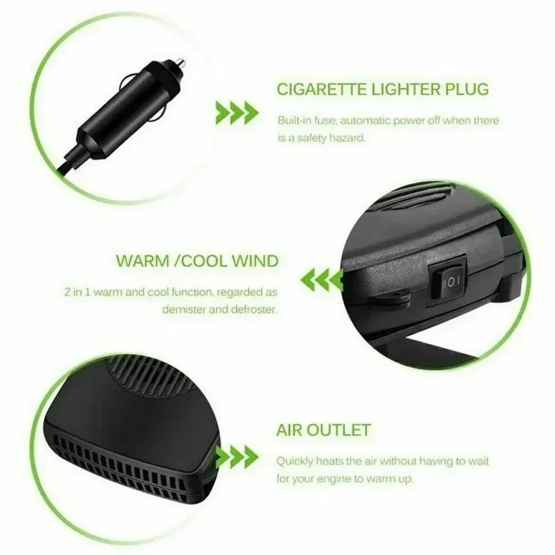 2-in-1 Car Windshield Defroster & Cooling Fan | 12V/24V