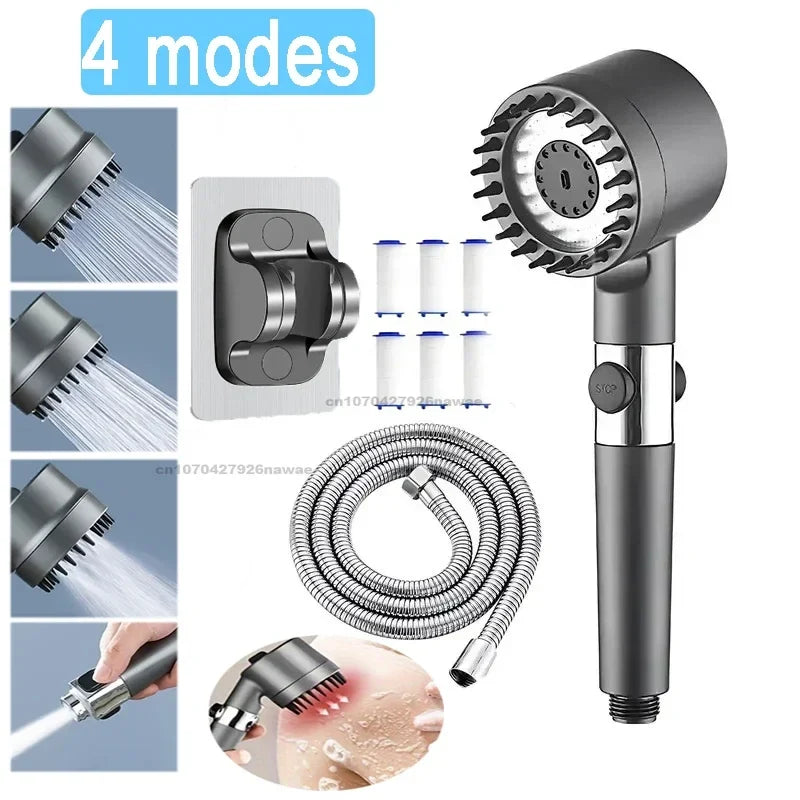 High Pressure Filtered Shower Head – 3-Mode & Water Stop Button