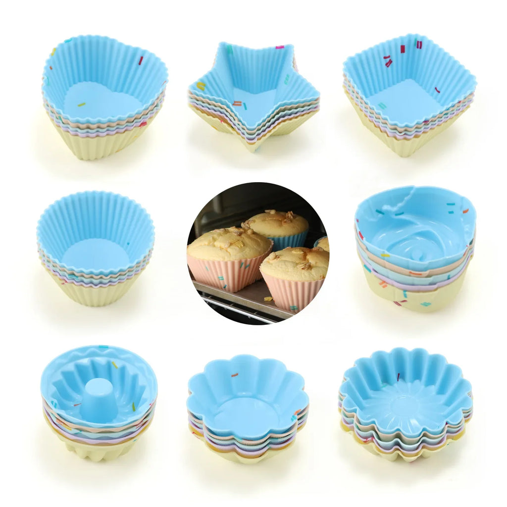 5-Piece Silicone Cupcake Muffin Baking Molds – DIY Bakeware Set