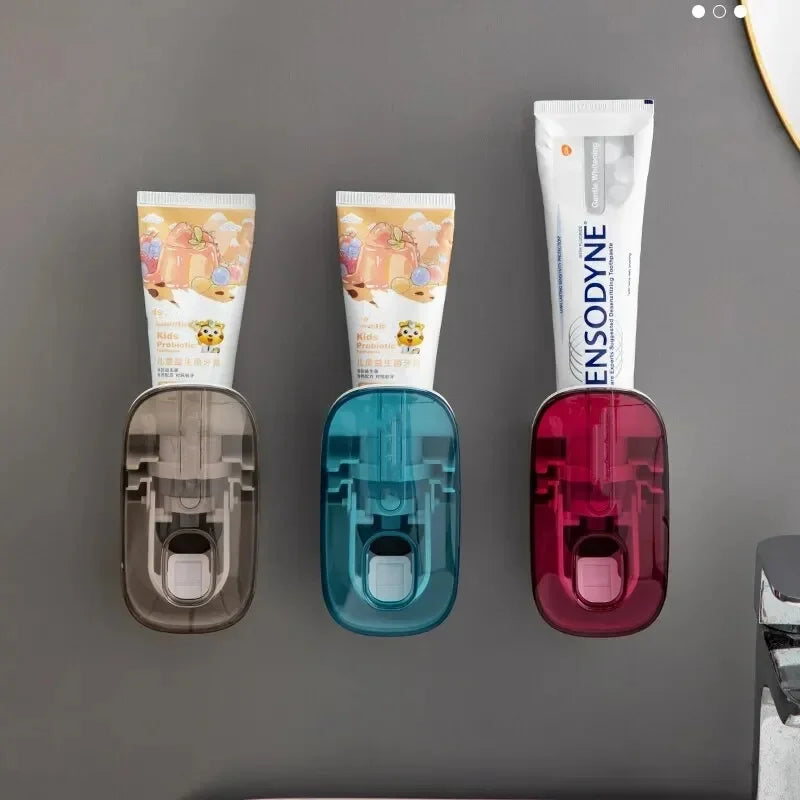 Wall Mount Automatic Toothpaste Dispenser & Toothbrush Holder
