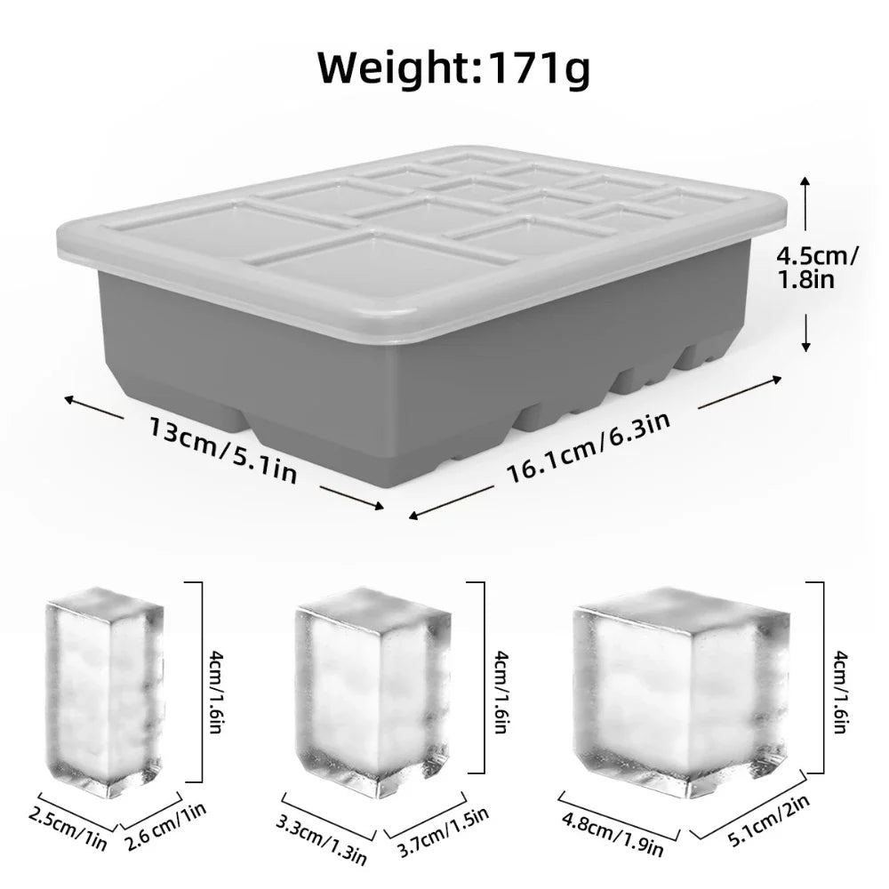 13-Grid Extra Large Silicone Freezer Tray with Lid | Food Storage