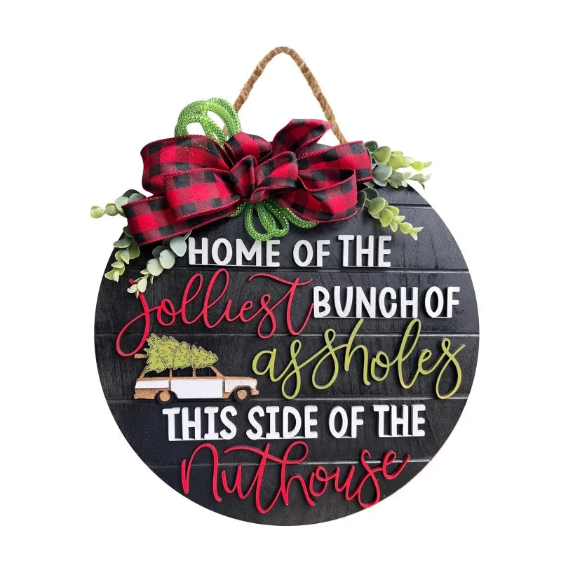 Fun Front Door Sign Christmas Decorations Wreaths Party Supplies
