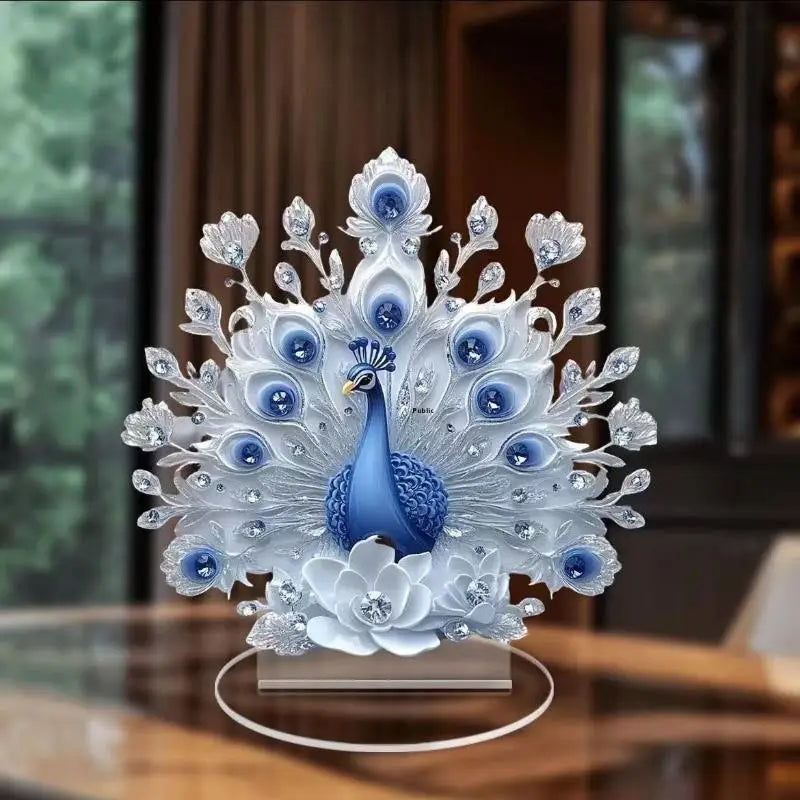 10cm Plastic Peacock Figurine – Desktop Decor & Gift Ornament