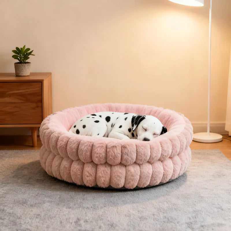 Pet Nest Straight Rabbit Fur Double-layer Round Cat Dog Mat Winter