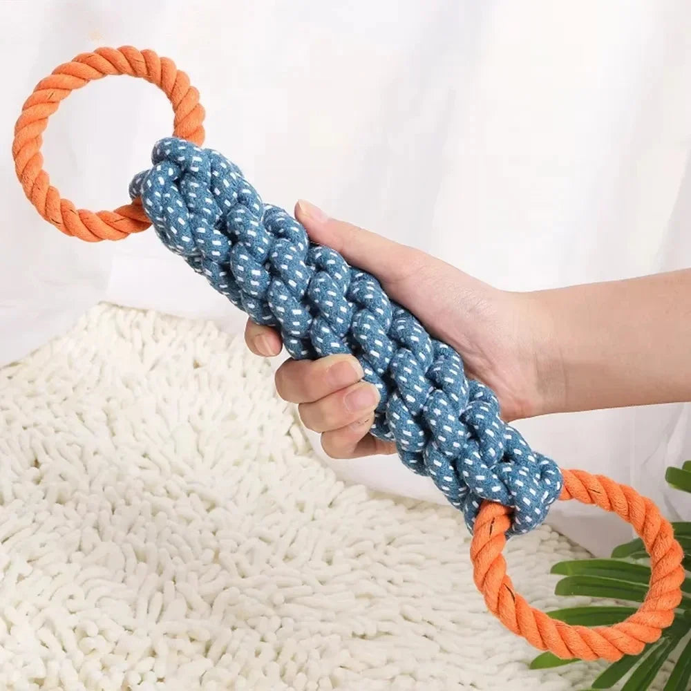 Double-Ring Cotton Rope Dog Toy – Durable Tug for Large Dogs