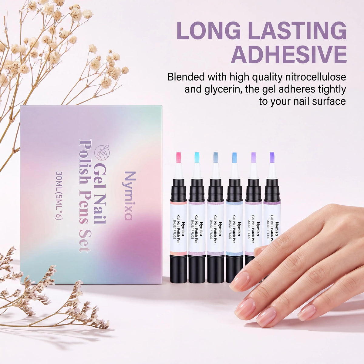 Nymixa 6pc Macaron Pearlescent Gel Nail Polish Pen Set – DIY Art