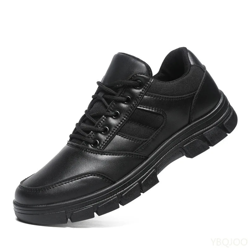 YBQJOO Men's Casual Lace-Up Work Shoes – Anti-Slip Rubber Sole