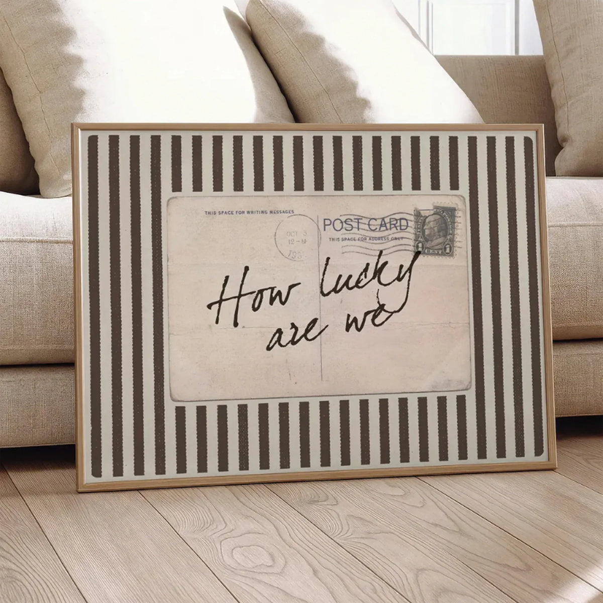 "How Lucky Are We" Vintage Postcard Canvas Wall Art Print