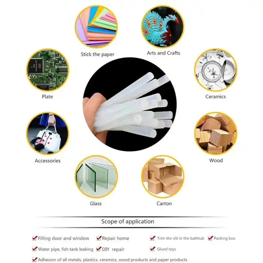 20-Pack 7mm Hot Melt Glue Sticks – Fast Bond for DIY & Crafts