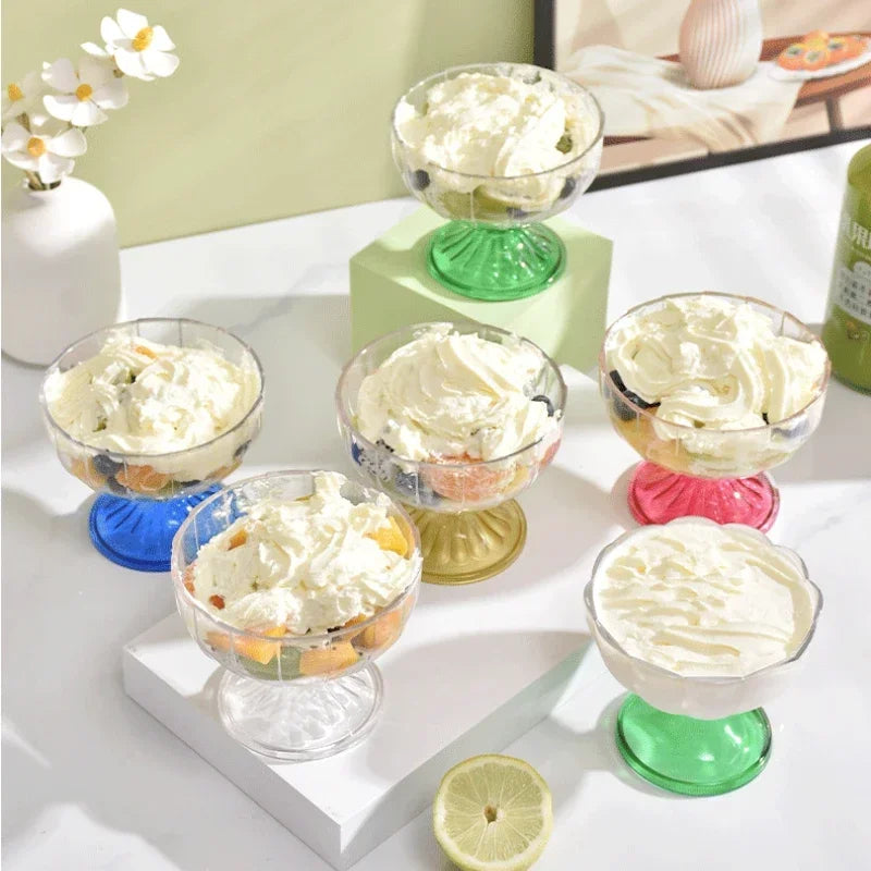 Transparent Salad Plates Clear Plastic Bowl Dessert Shake Goblet