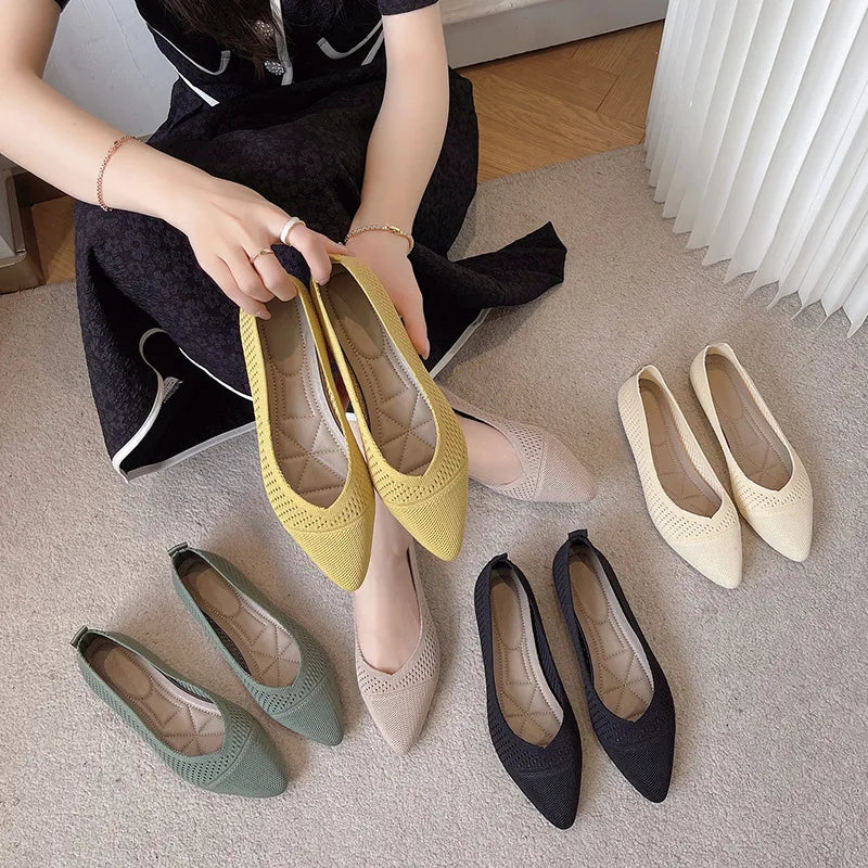 Women's Breathable Mesh Ballet Flats – Slip-On Comfort Loafers