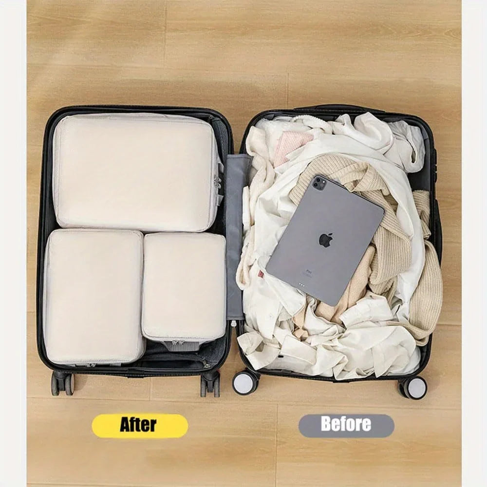 4-Piece Compression Packing Cubes Set – Travel Luggage Organizer