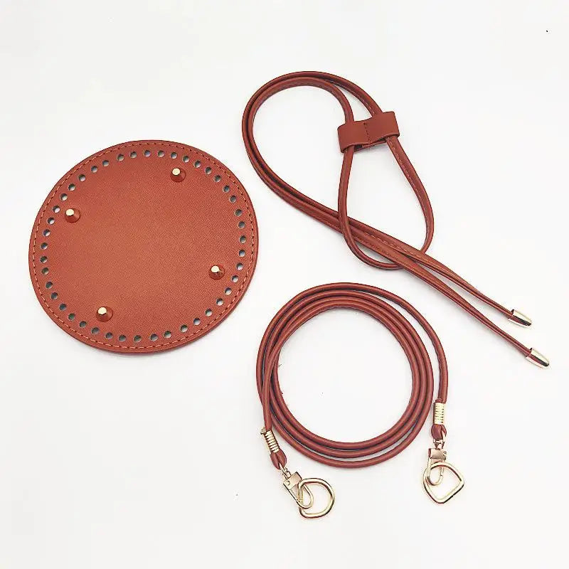 PU Leather Bucket Bag Base DIY Kit – Strap & Drawstring Set
