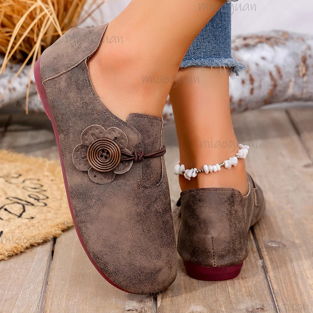 Women's Roman Style Flat Shoes – Soft PU Leather Casual Flats