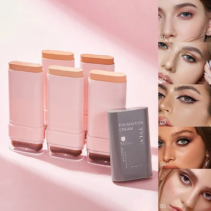 Concealing Foundation Stick 5 Shades Built-in Brush Brighten