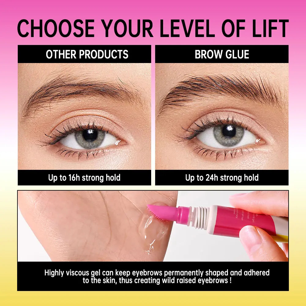 Brow Lamination Gel – Strong Hold, Built-In Comb, Clear