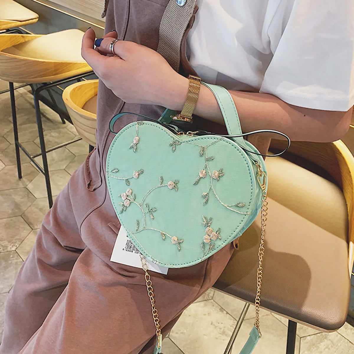 Women's Lace Heart Crossbody Bag | PU Leather Shoulder Purse