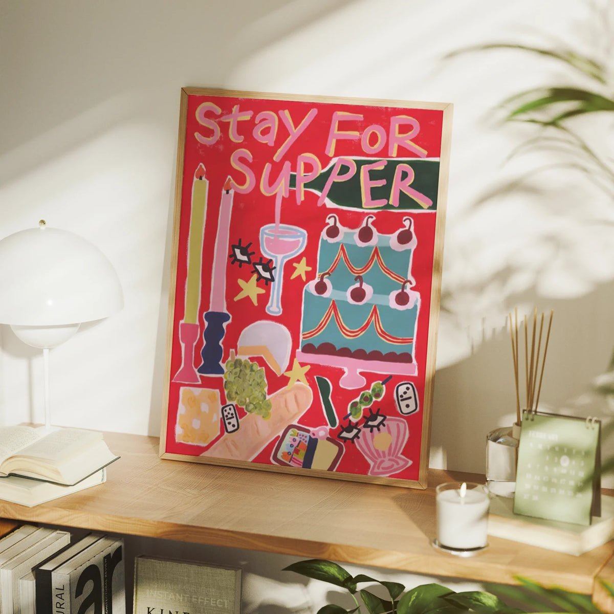 "Stay For Supper" Quote Canvas Wall Art Print | Home Decor