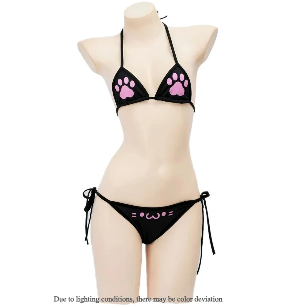 Anime Cat Paw Bikini Set – Women's Cosplay Swimsuit Costume