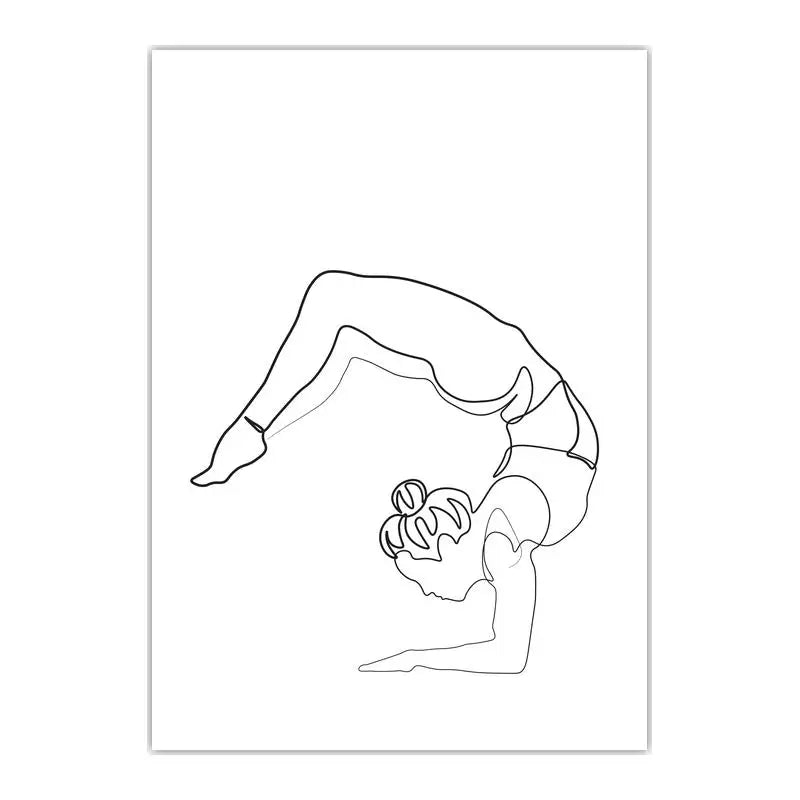 Black & White Yoga Woman Canvas Wall Art | Nordic Minimalist